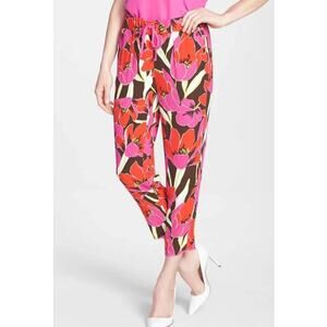 Kate Spade Tropical Hutton Floral Red and Pink Pull On Pants Size 8